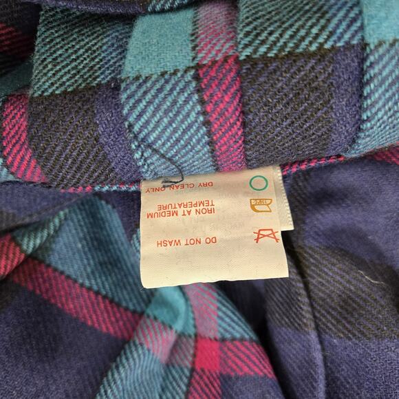 VTG Tan Jay Wool Blend Pleated Plaid Skirt Sz 14* Blue Teal Pink Preppy Academia - Picture 9 of 12